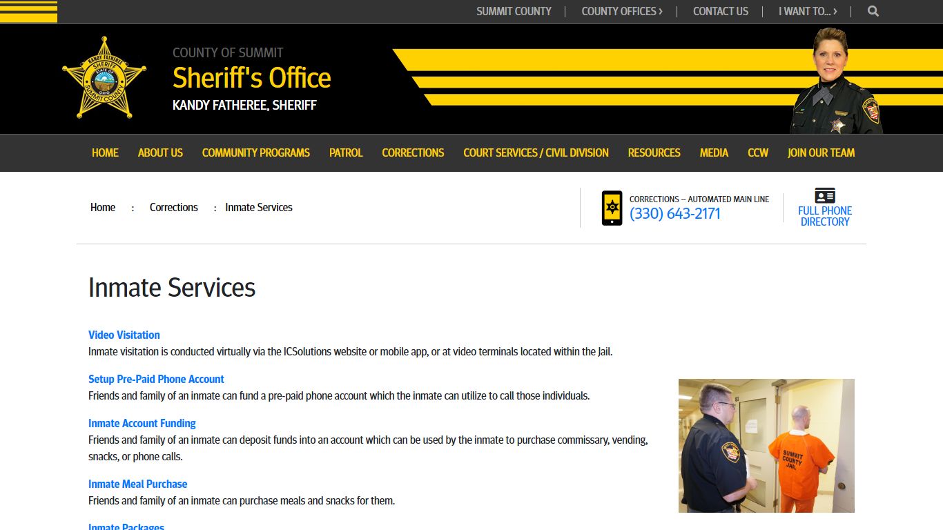 Inmate Services : Summit County Sheriff's Office
