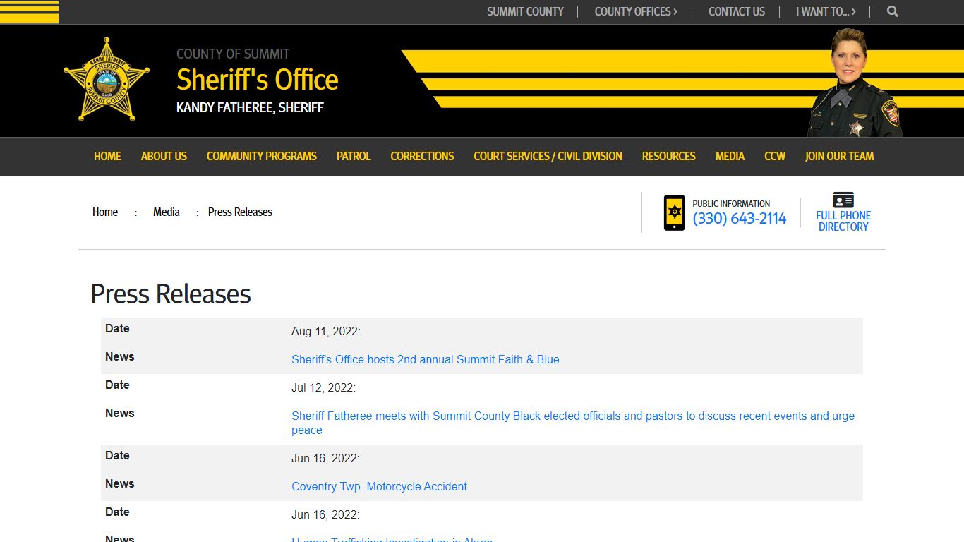 Press Releases : Summit County Sheriff's Office